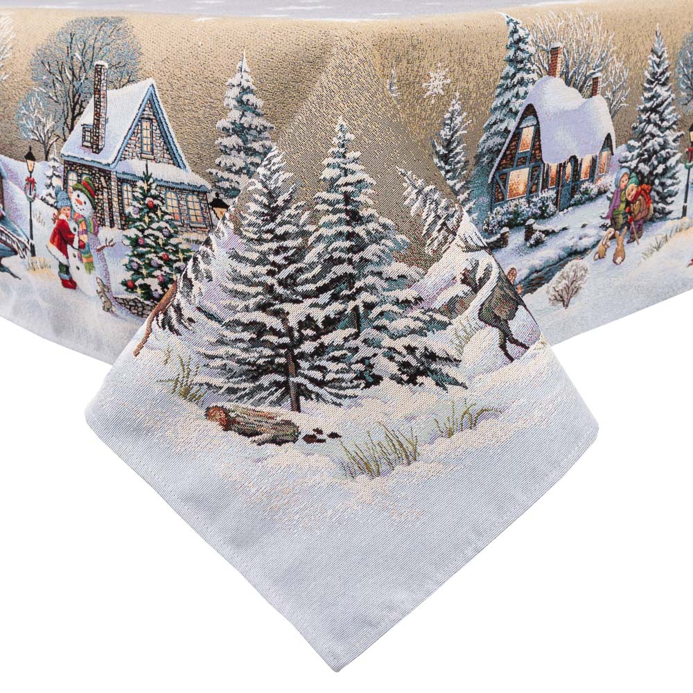 Christmas tapestry tablecloth «Winter Day Magic» without lurex