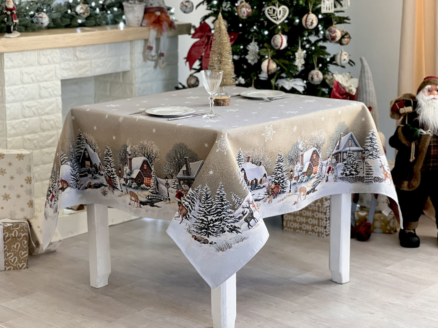 Christmas tapestry tablecloth «Winter Day Magic» without lurex