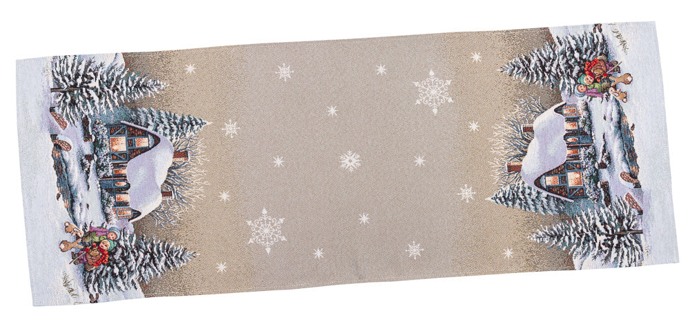 Christmas Tapestry Table runner «Winter Day Magic» without lurex