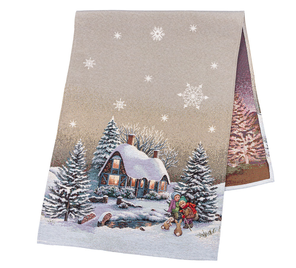 Christmas Tapestry Table runner «Winter Day Magic» without lurex