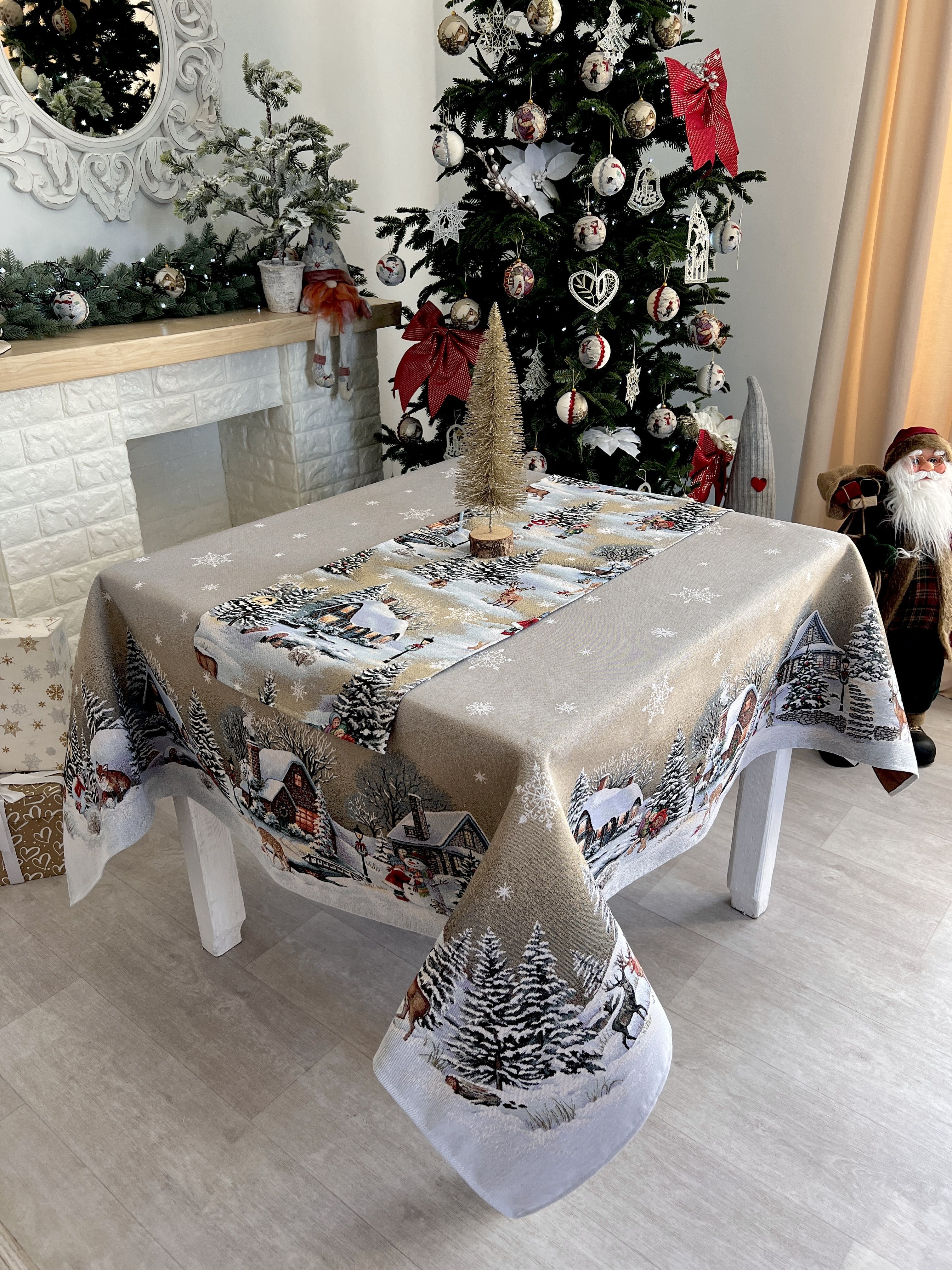 Christmas tapestry tablecloth «Winter Day Magic» without lurex Limaso Textile