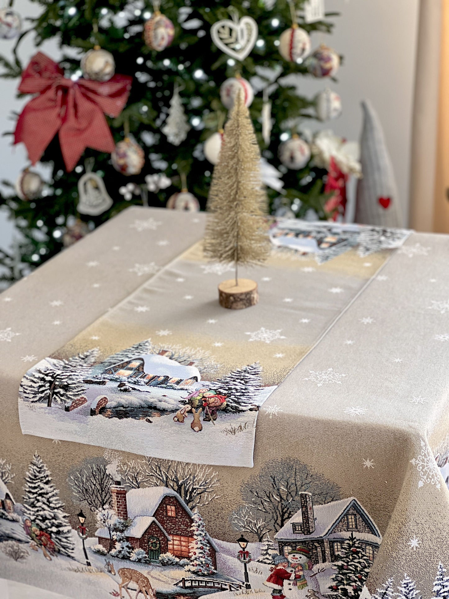 Christmas tapestry tablecloth «Winter Day Magic» without lurex