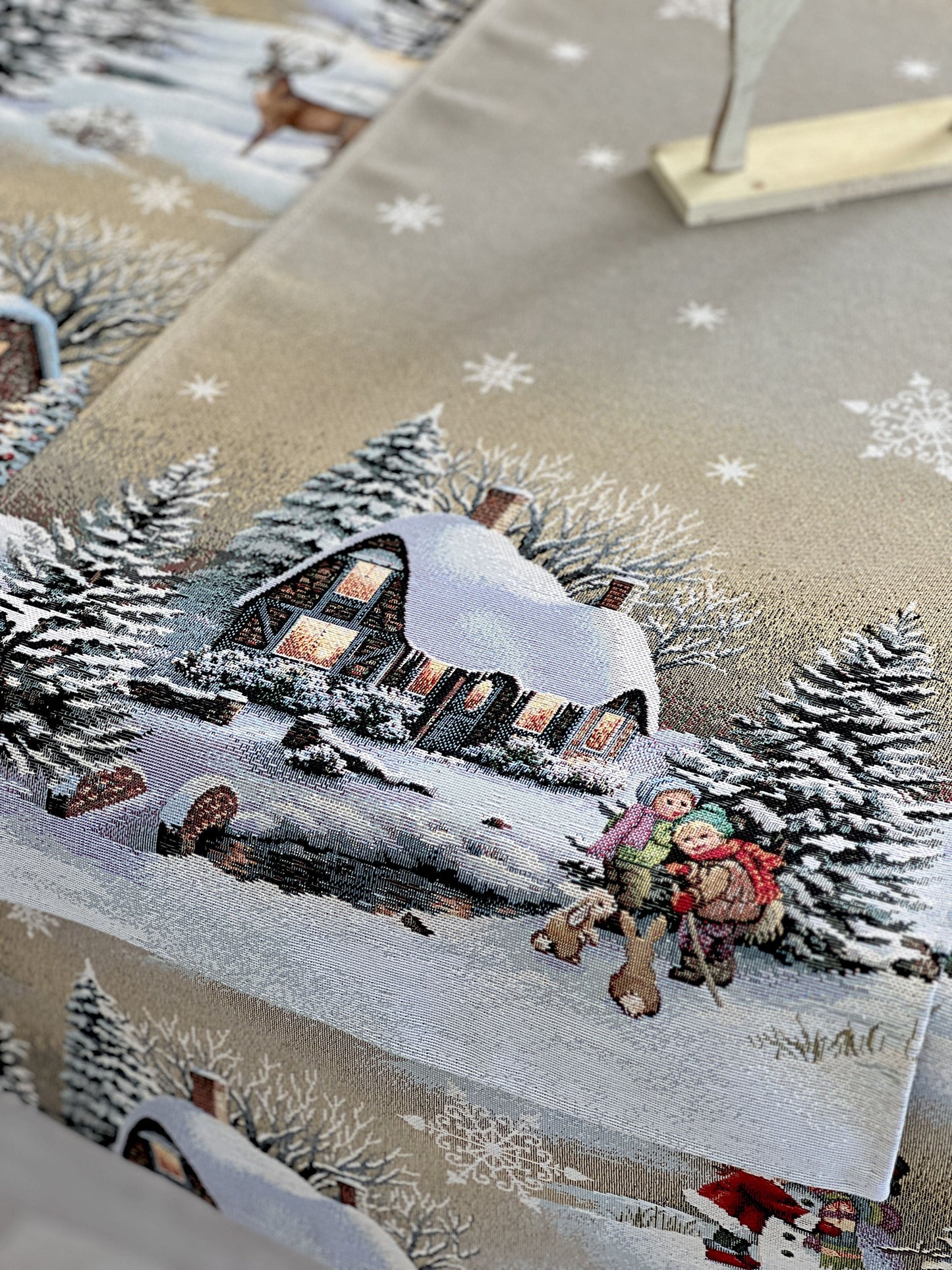 Christmas Tapestry Table runner «Winter Day Magic» without lurex