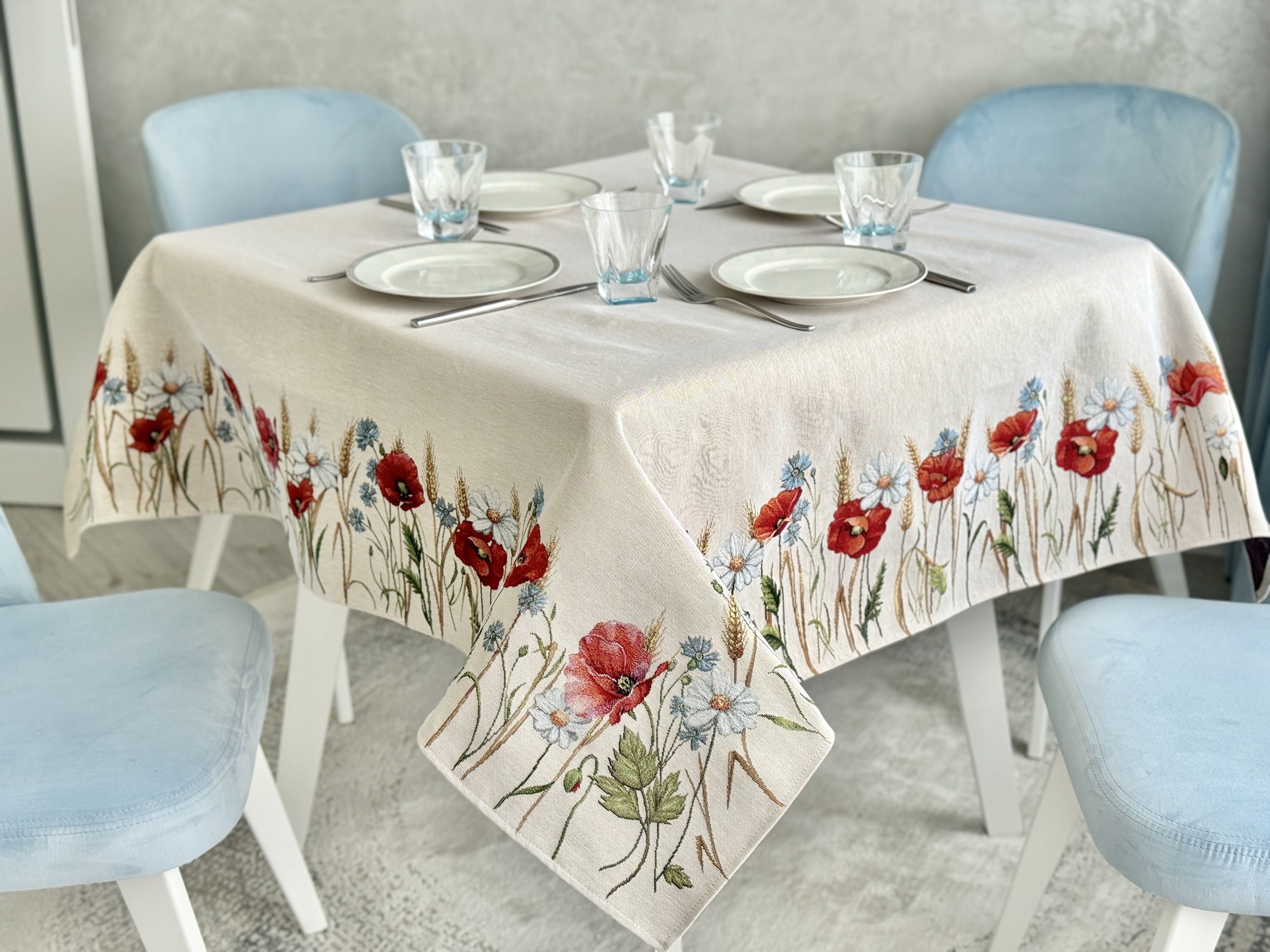 Tapestry tablecloth «Poppies and daisies» Limaso Textile