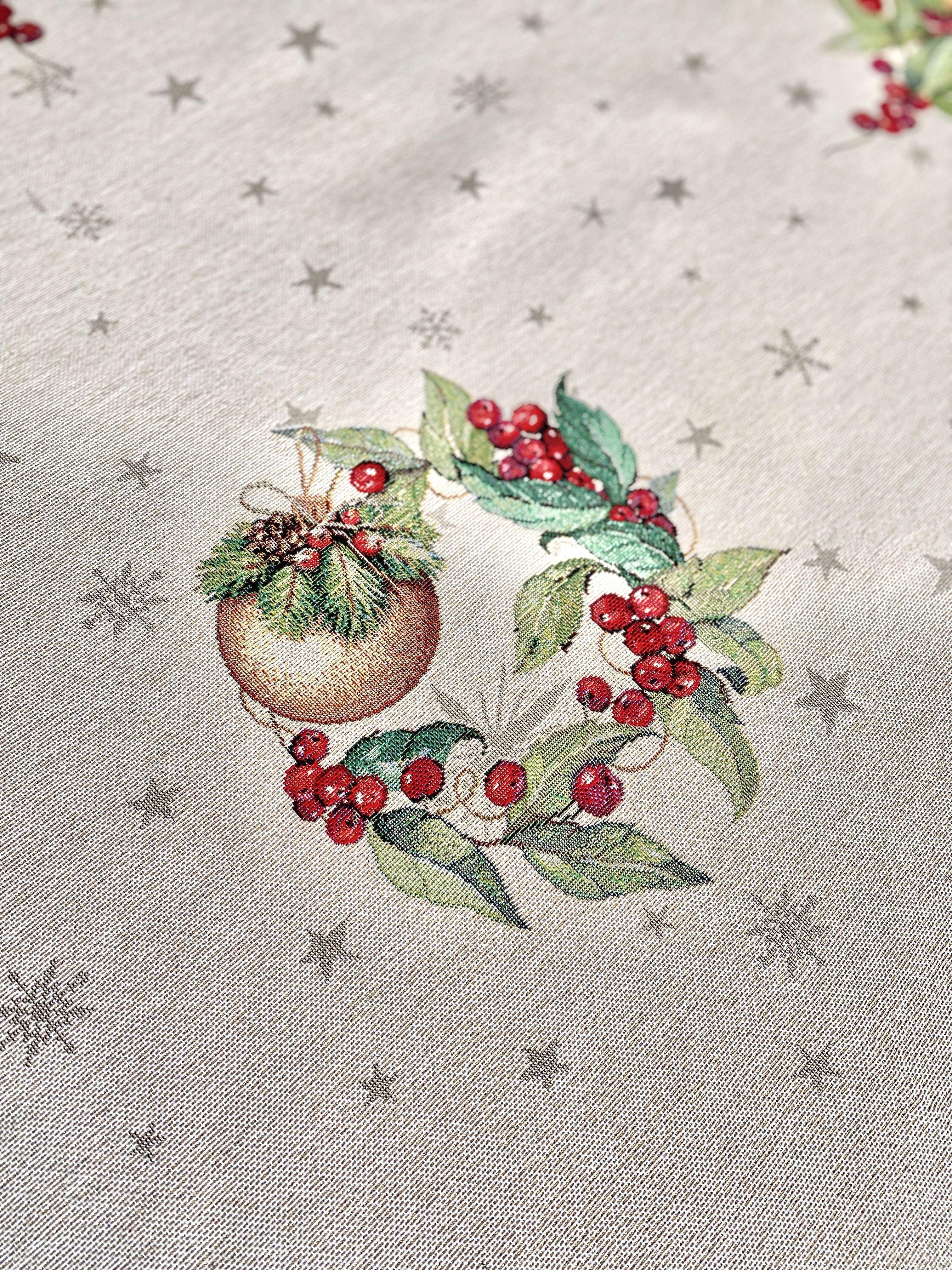 Christmas tapestry tablecloth «Christmas garland» with golden thread Limaso Textile
