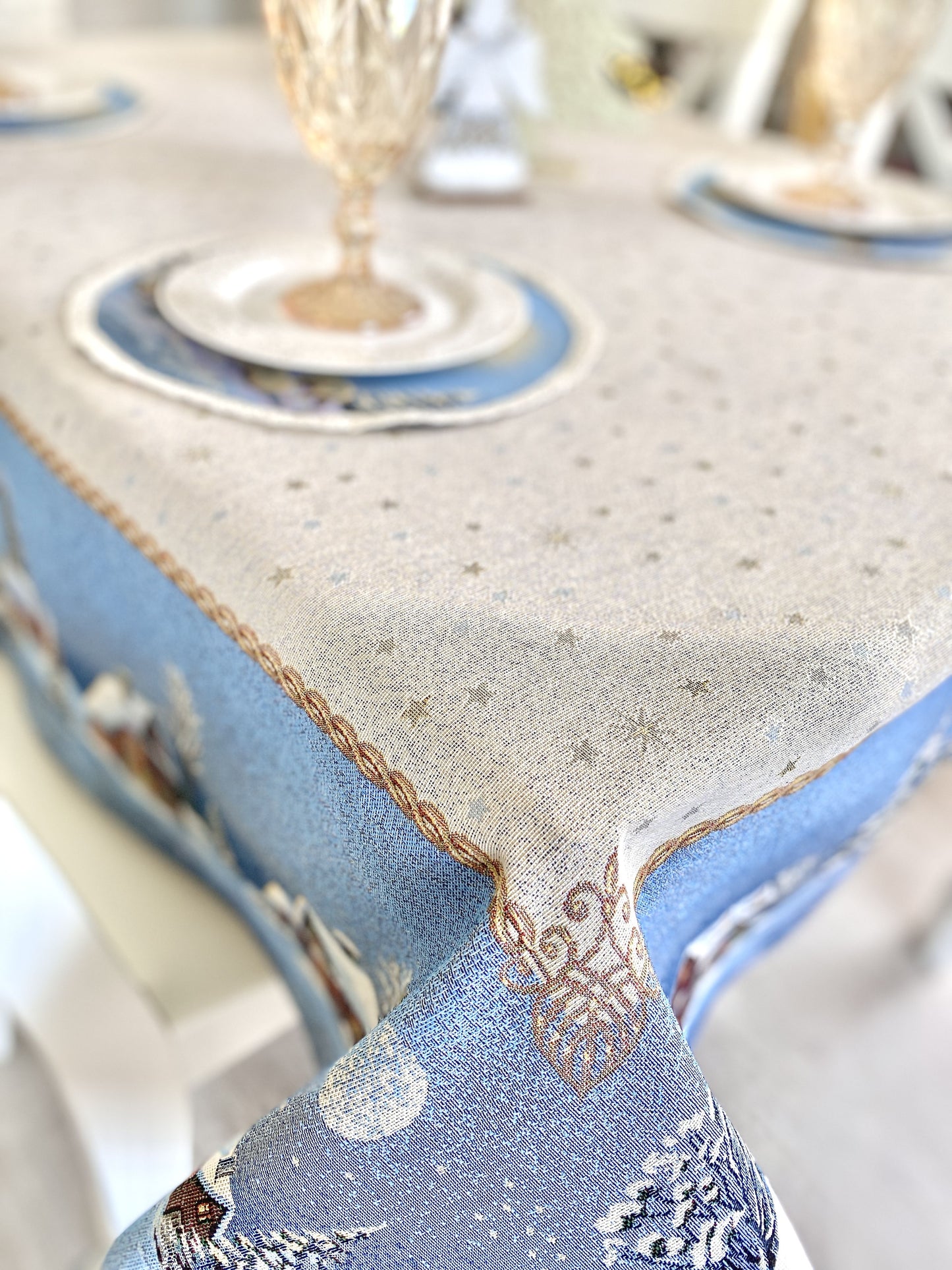 Christmas tapestry tablecloth «Christmas star» with silver thread