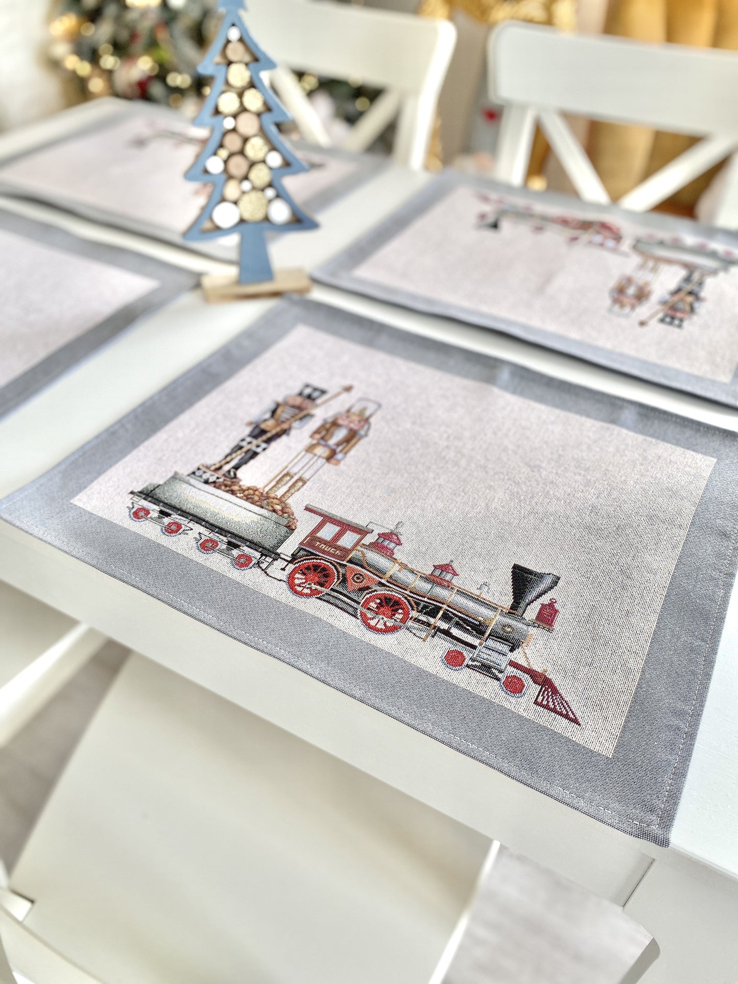 Winter Holiday Placemats «Grey Nutcracker» without lurex