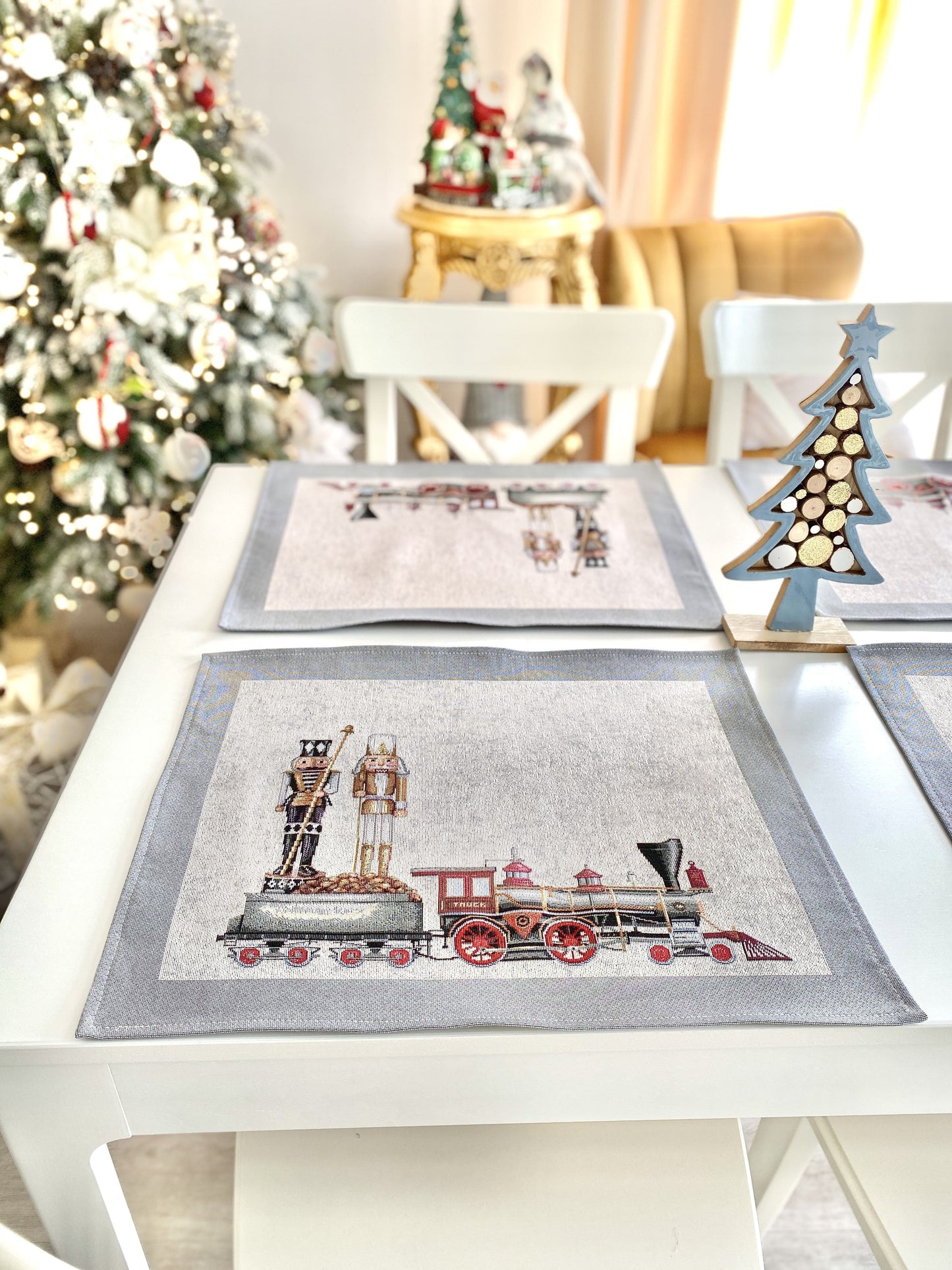 Winter Holiday Placemats «Grey Nutcracker» without lurex
