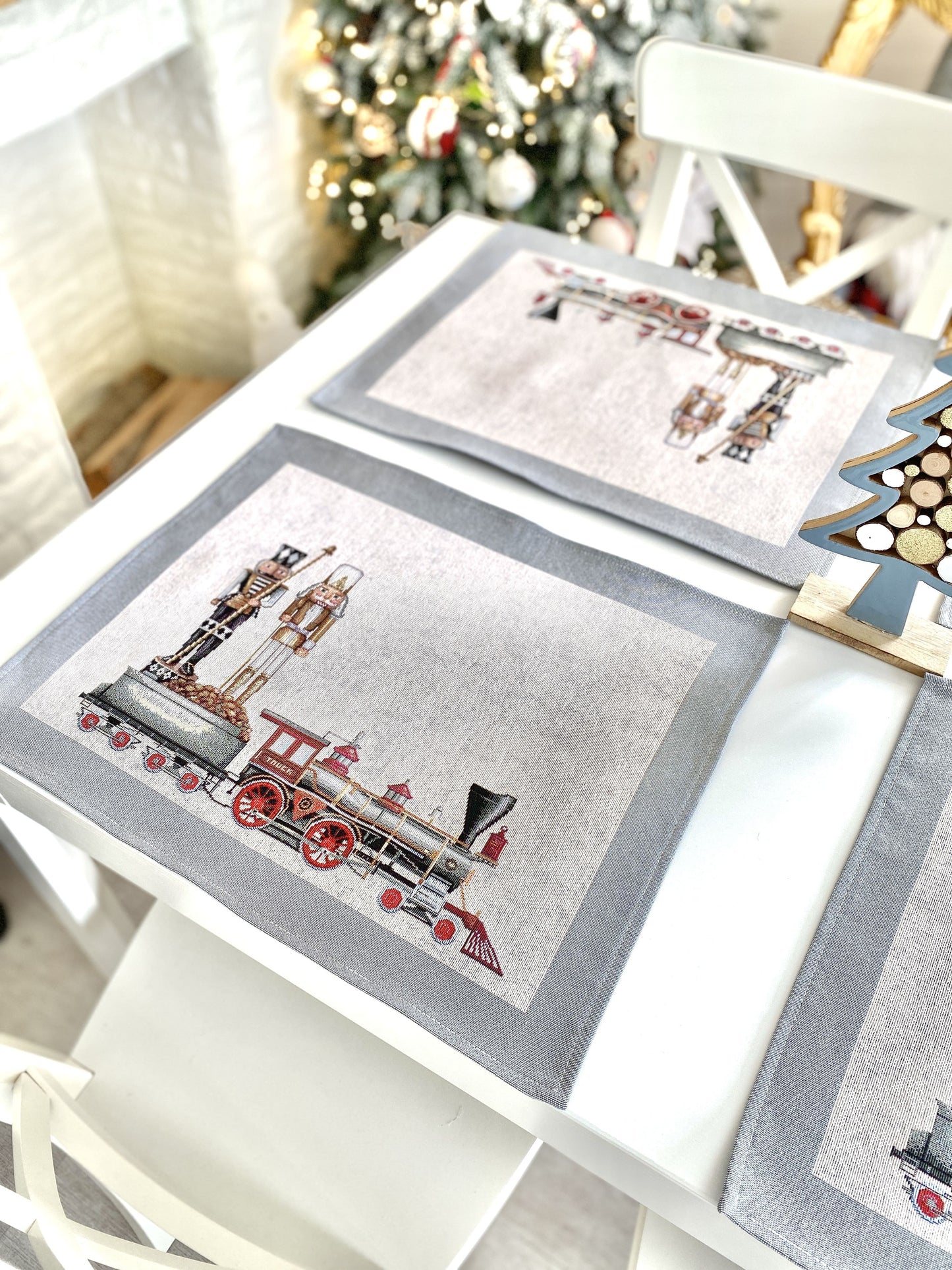 Winter Holiday Placemats «Grey Nutcracker» without lurex