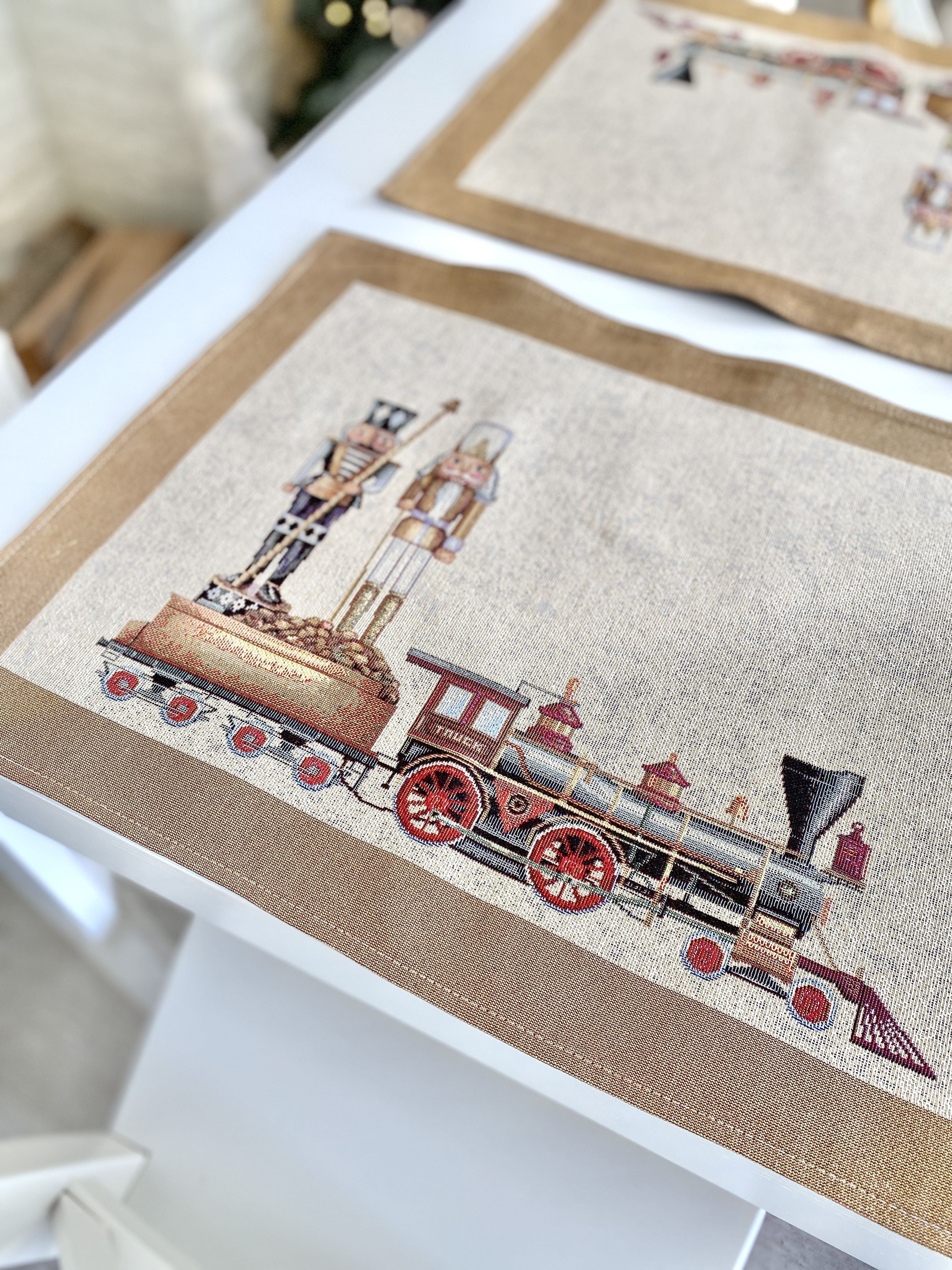 Winter Holiday Placemats «Gold Nutcracker» with golden thread Limaso Textile