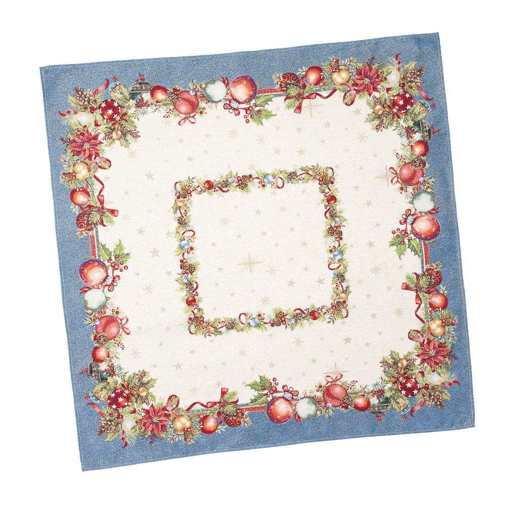 Christmas Tablecloth «Christmas Glow» with Golden Lurex - Luxury Tapestry