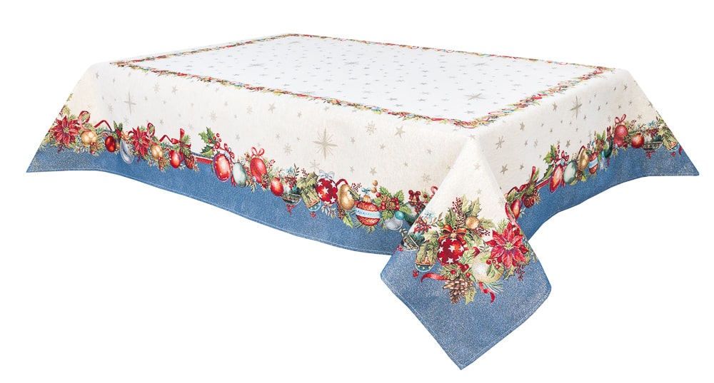 Christmas Tablecloth «Christmas Glow» with Golden Lurex - Luxury Tapestry