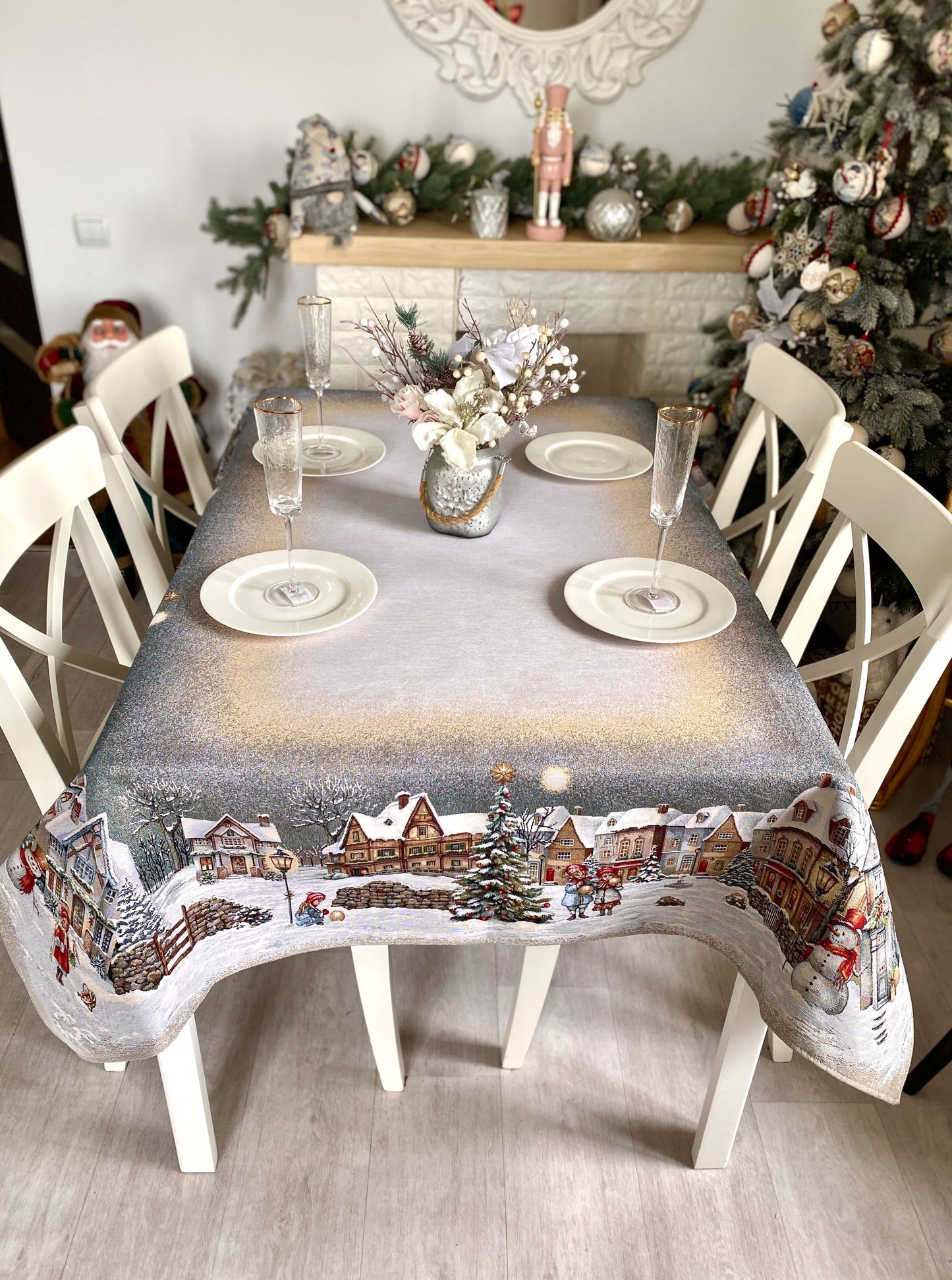 Christmas Tablecloth «Magical Winter Eve» - Luxury Tapestry