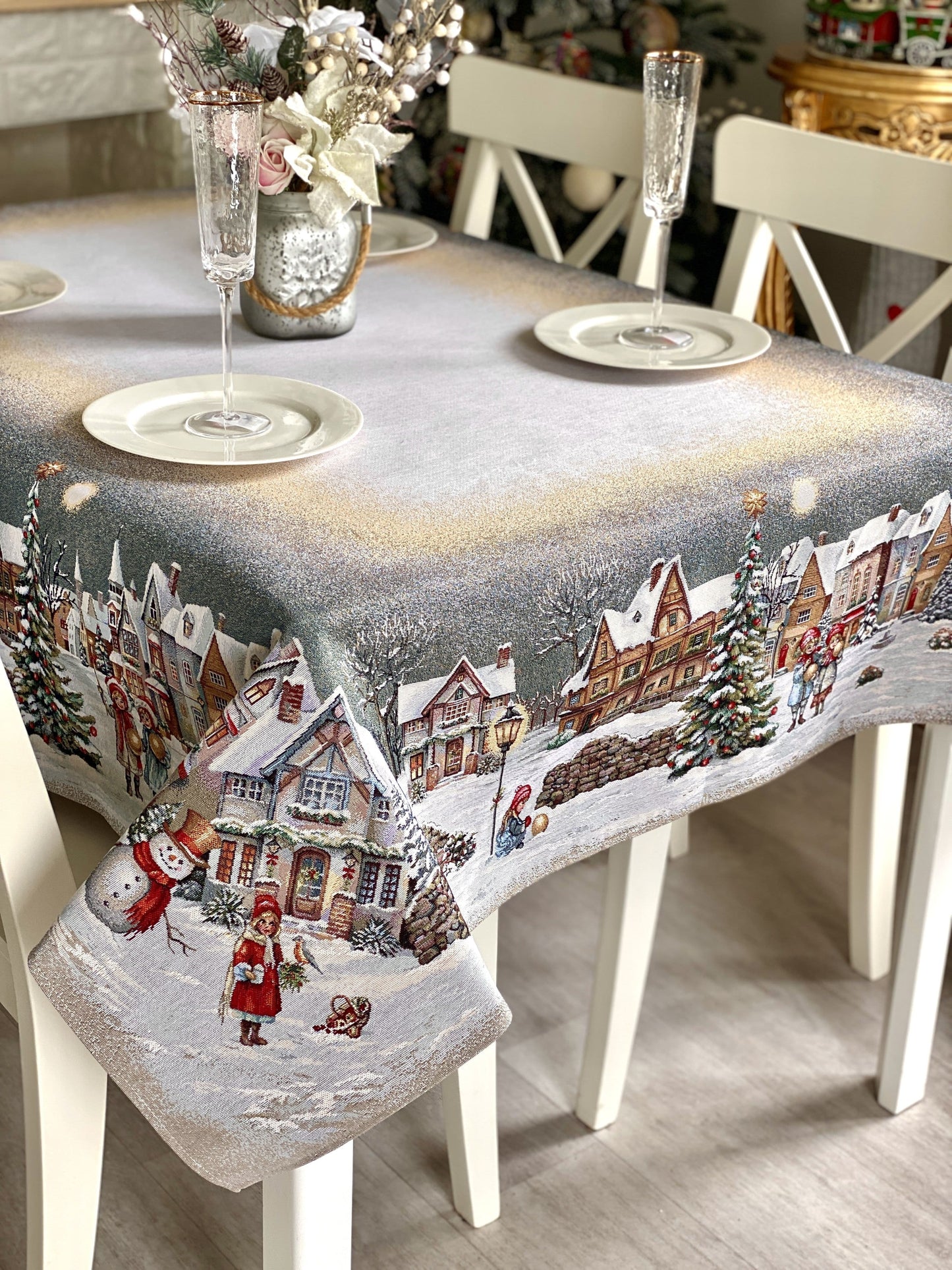 Christmas Tablecloth «Magical Winter Eve» - Luxury Tapestry