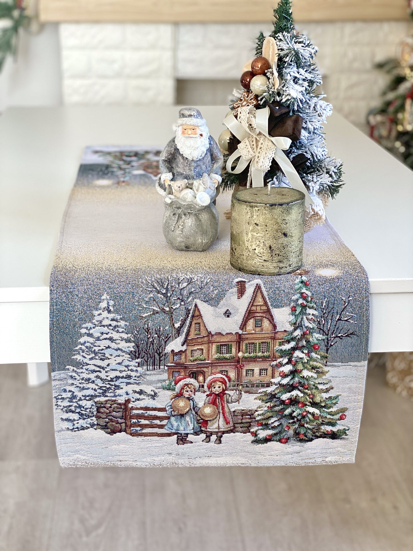 Christmas Table Runner «Magical Winter Eve» - Luxury Tapestry