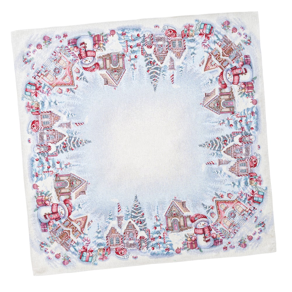 Christmas Tablecloth «Sweet Gingerbread Nights» with Silver Lurex - Premium Gobelin