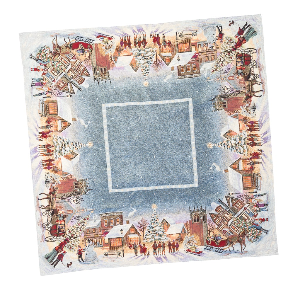 Christmas Tablecloth «Enchanted Carol Nights» with Golden Lurex - Luxury Tapestry
