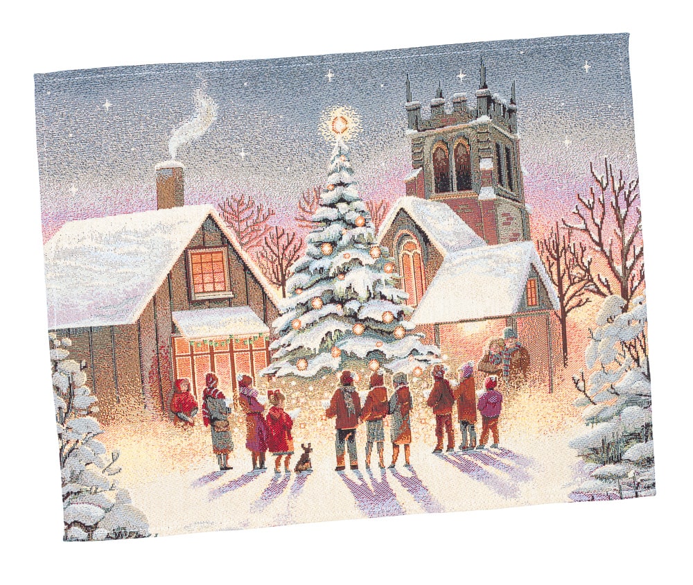 Christmas Placemat set «Enchanted Carol Nights» with Golden Lurex - Luxury Tapestry