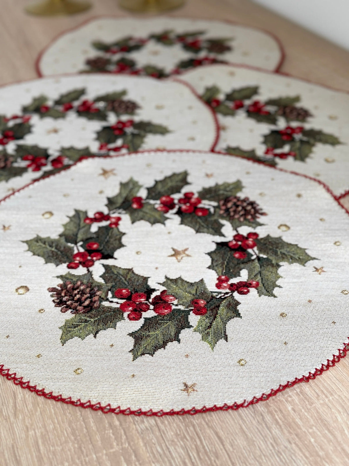 Christmas Placemat set «Christmas Wonderland» with golden thread - High quality tapestry