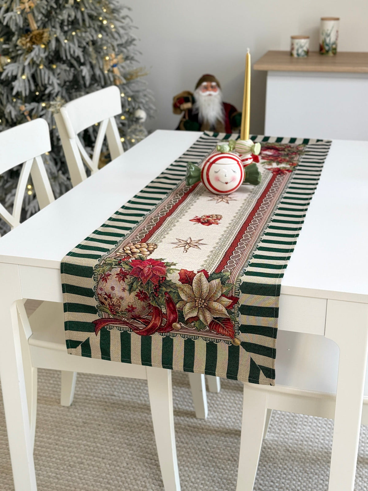 Christmas Table Runner «Christmas Heritage» with golden thread - High quality tapestry