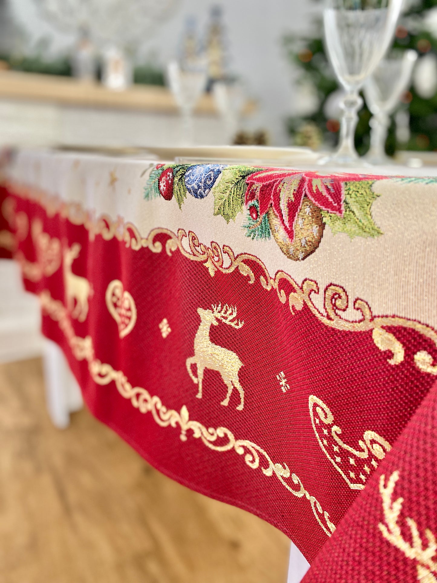 Christmas tapestry Tablecloth "New year fantasy" with golden thread