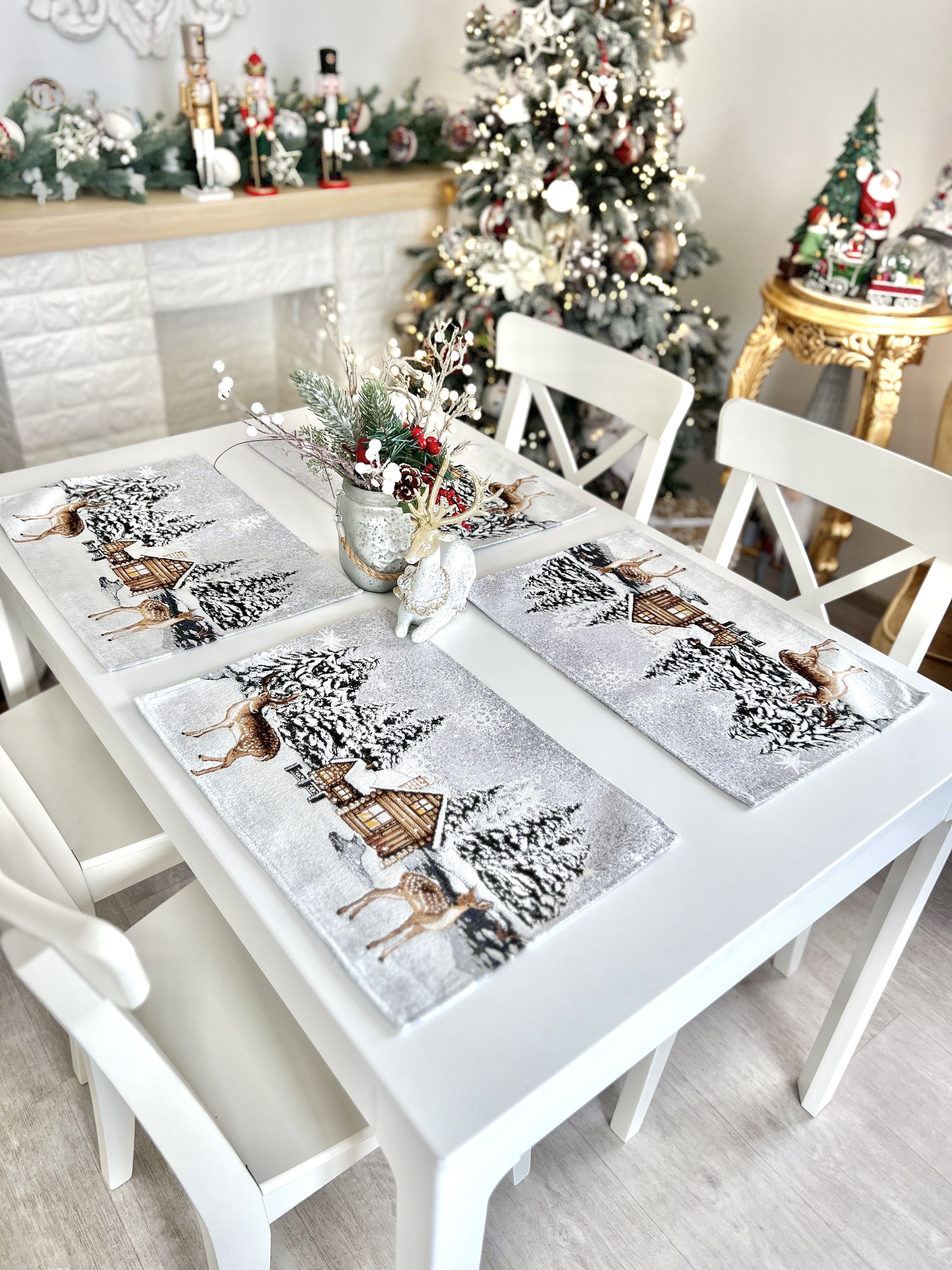 Winter Holiday Placemats «Winter» With microfibre & silver lurex Limaso Textile