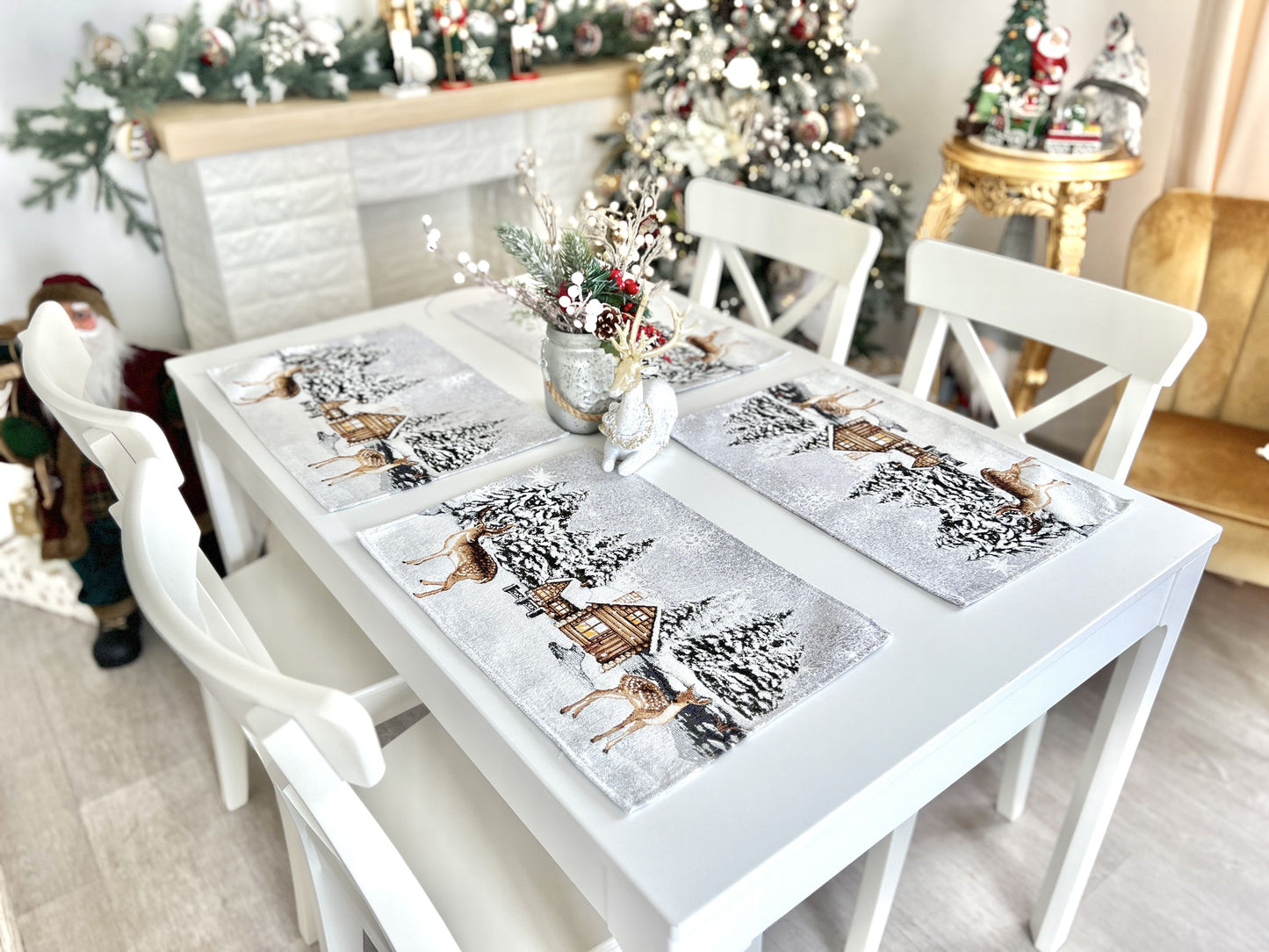 Winter Holiday Placemats «Winter» With microfibre & silver lurex