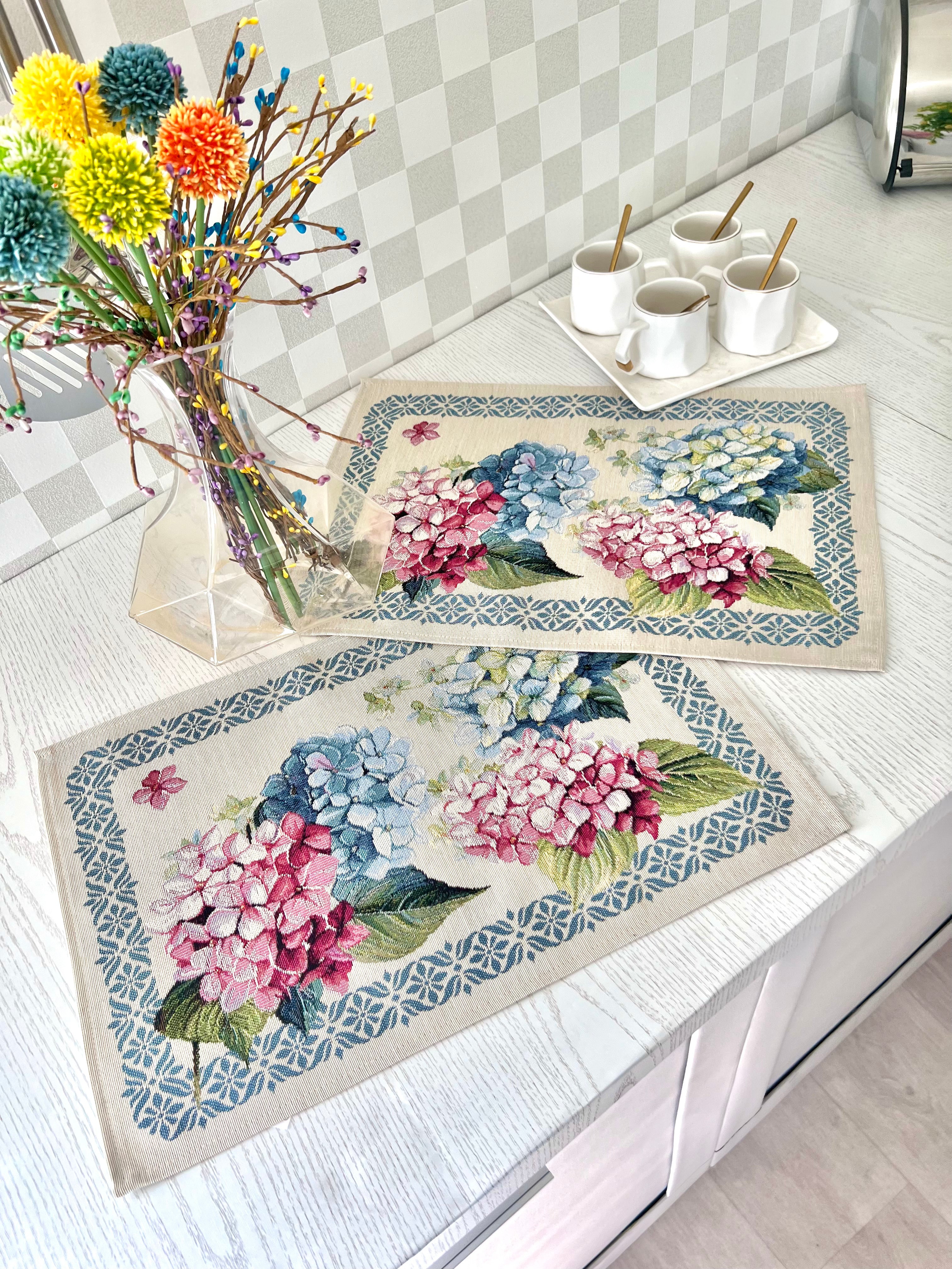 Placemat set «Hydrangea» - Premium Tapestry - Textile4Family