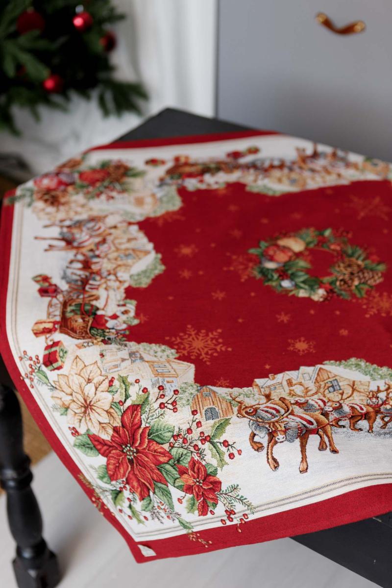 Christmas Tablecloth «Present» with Golden Lurex - Premium Gobelin