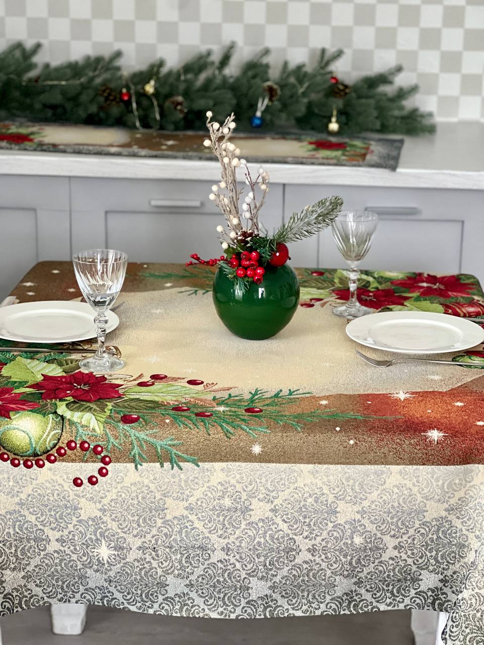 Christmas tapestry Tablecloth "Night before Christmas" with golden thread Limaso Textile