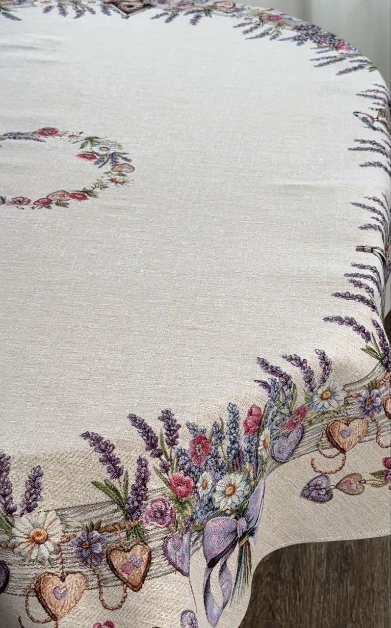 Oval Tablecloth «Lavender» - Luxury Tapestry - Textile4Family