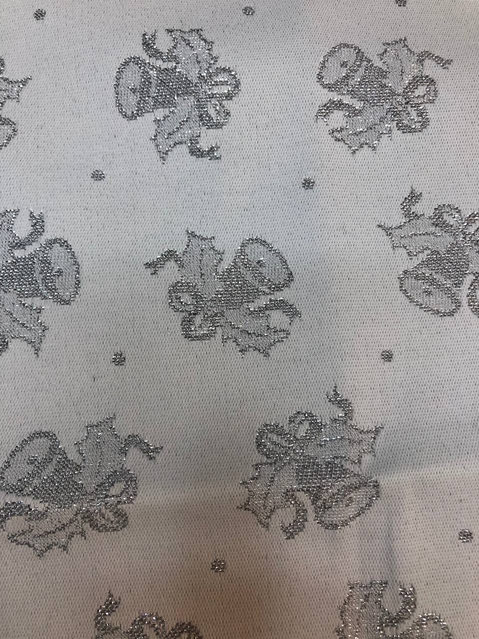Christmas Table Runner Double-sided "Jingle Bells" (silver lurex)