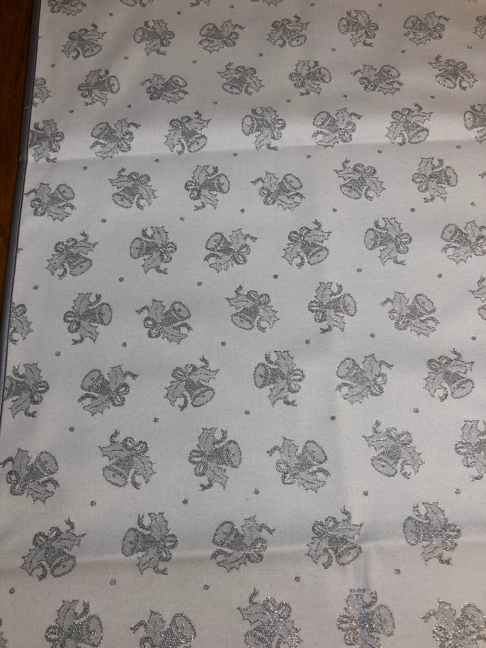 Christmas Table Runner Double-sided "Jingle Bells" (silver lurex)