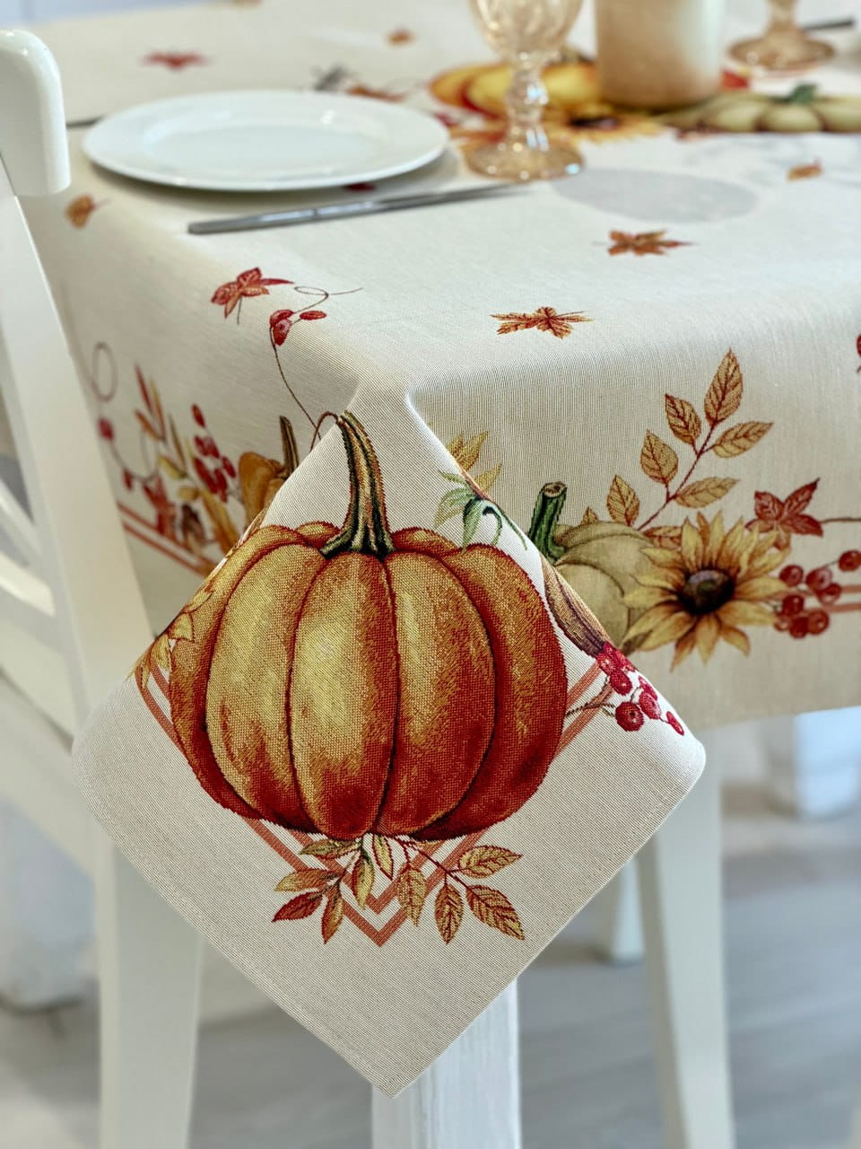 Autumn Rectangular tablecloth «Pumpkin» - High quality tapestry
