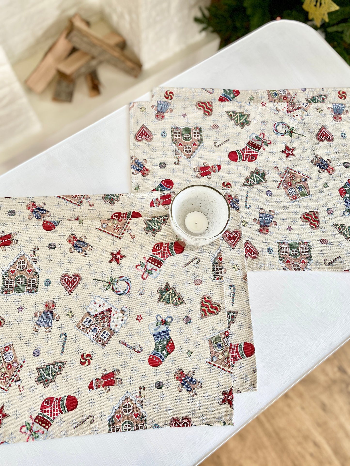 Buy Christmas Tapestry Placemat "Winter's fun" with silver thread UK Textil4Family