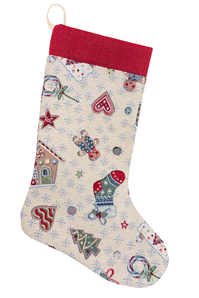 Buy Christmas Stocking "Winter's fun" with silver thread UK Textil4Family