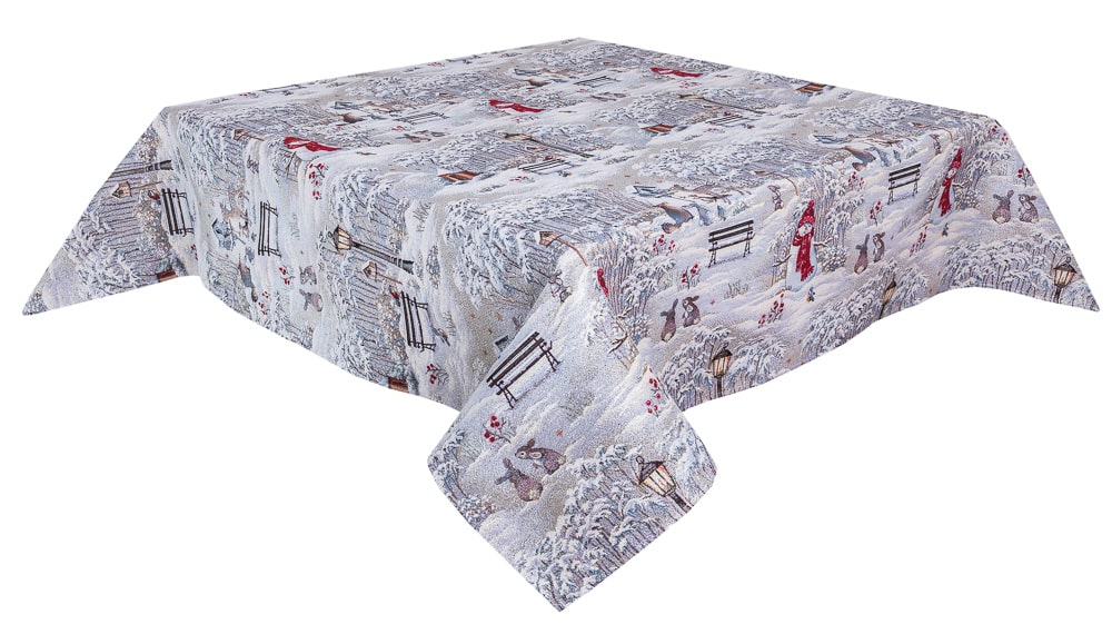Buy Christmas tapestry Tablecloth "Winter walk" with silver thread UK Textil4Family
