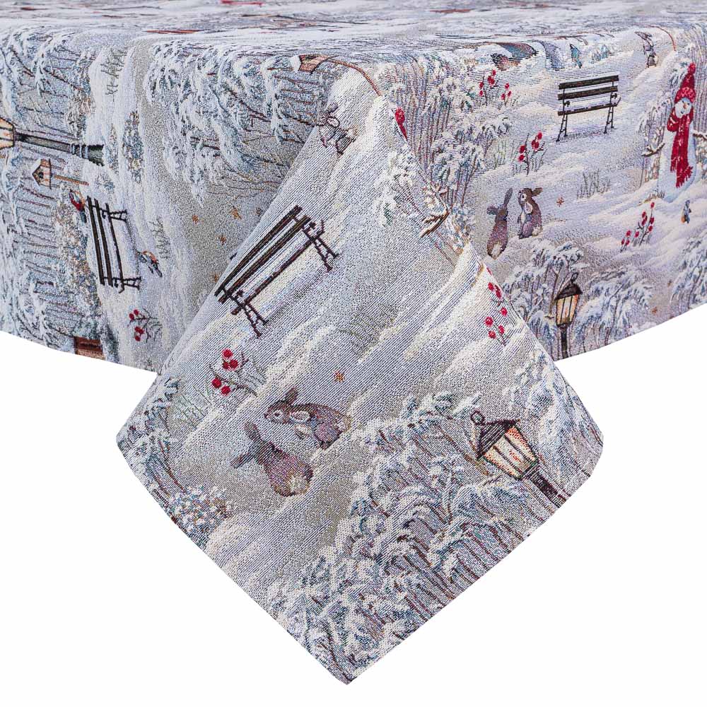 Buy Christmas tapestry Tablecloth "Winter walk" with silver thread UK Textil4Family