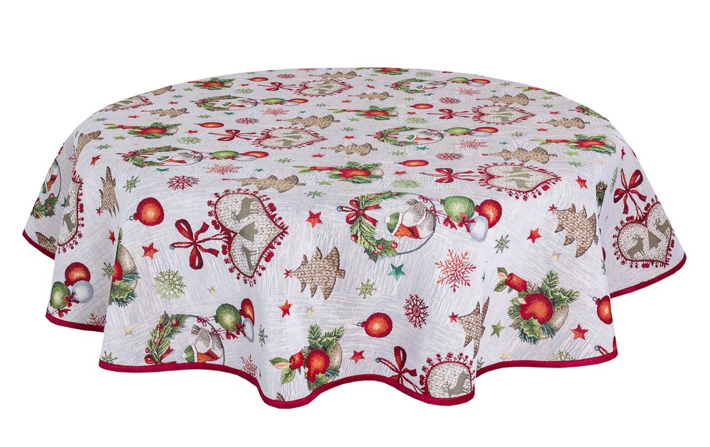 Buy Christmas Round Tapestry Tablecloth "Festive Dinner" UK Textil4Family