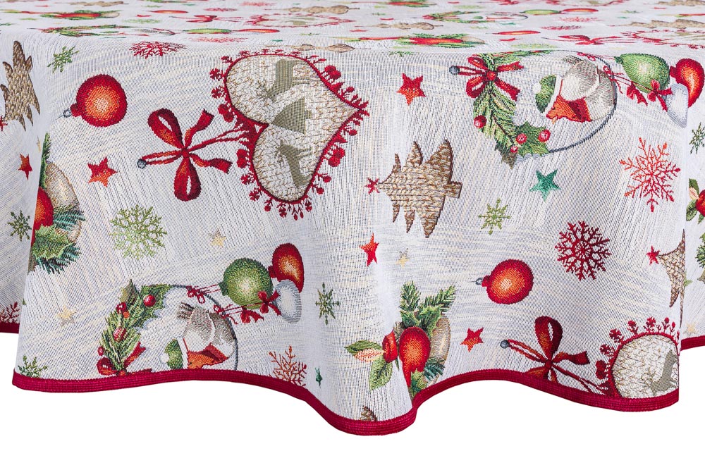 Buy Christmas Round Tapestry Tablecloth "Festive Dinner" UK Textil4Family