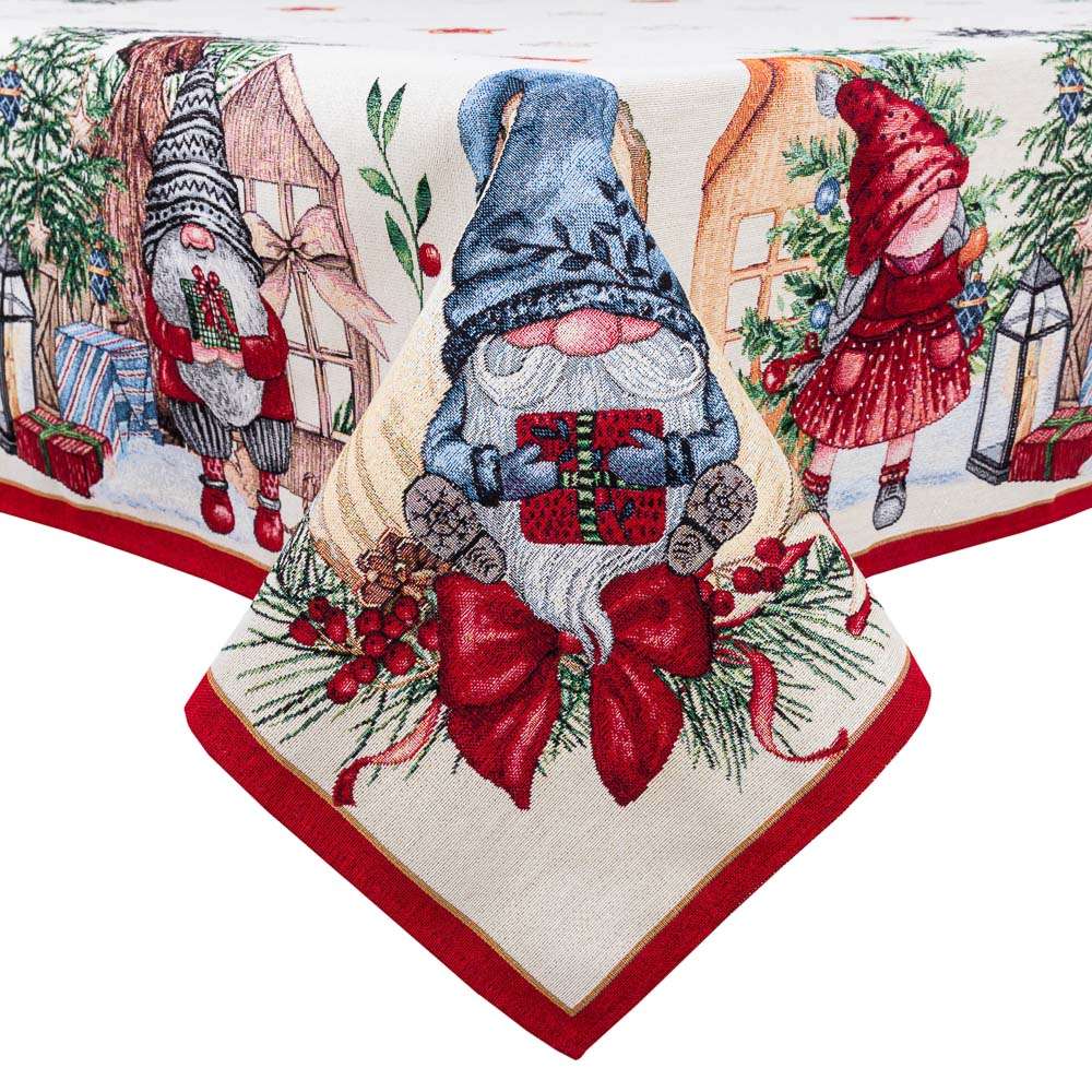 Christmas tapestry tablecloth «Federica» with silver thread Limaso Textile