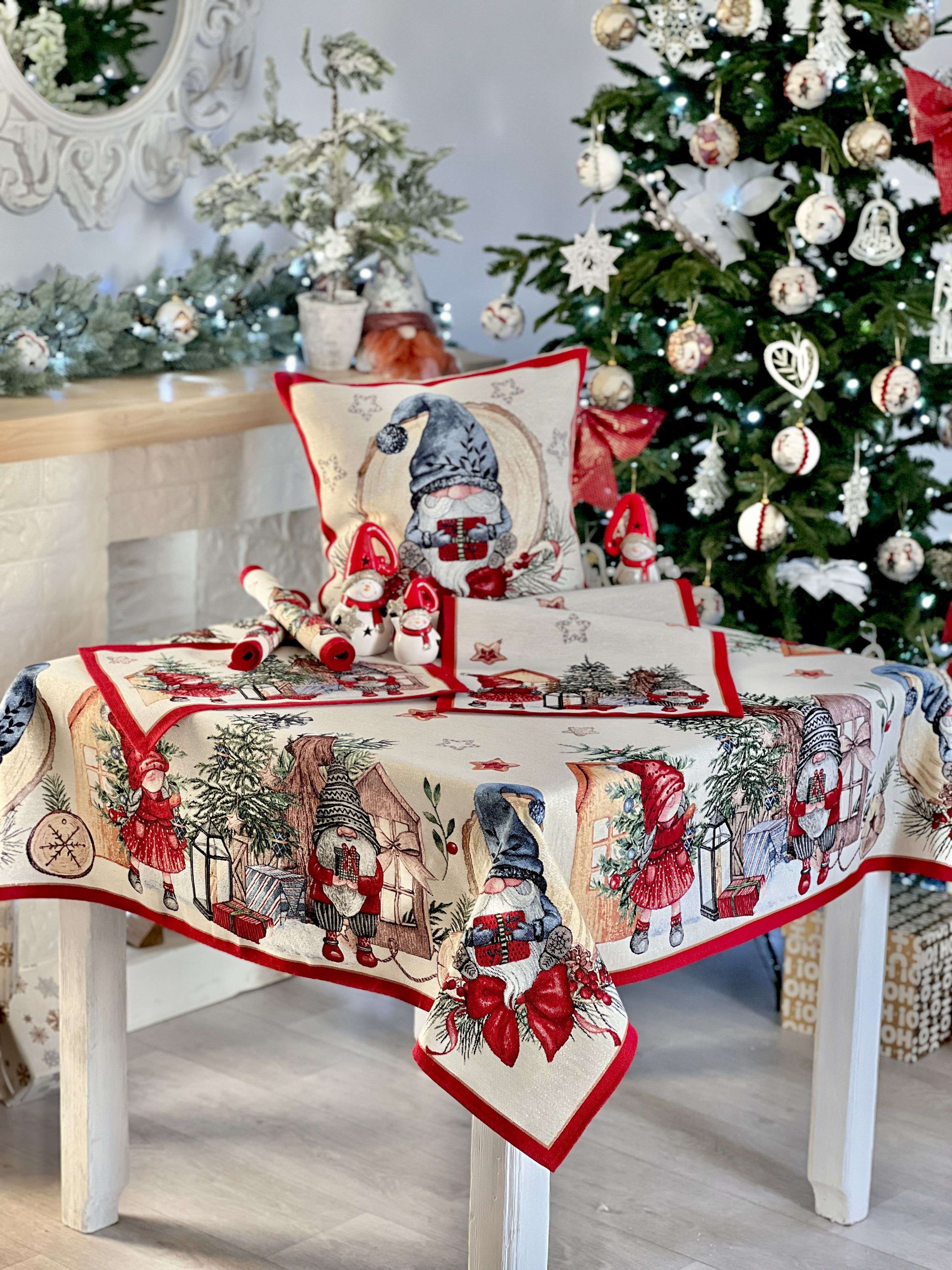 Christmas tapestry tablecloth «Federica» with silver thread Limaso Textile