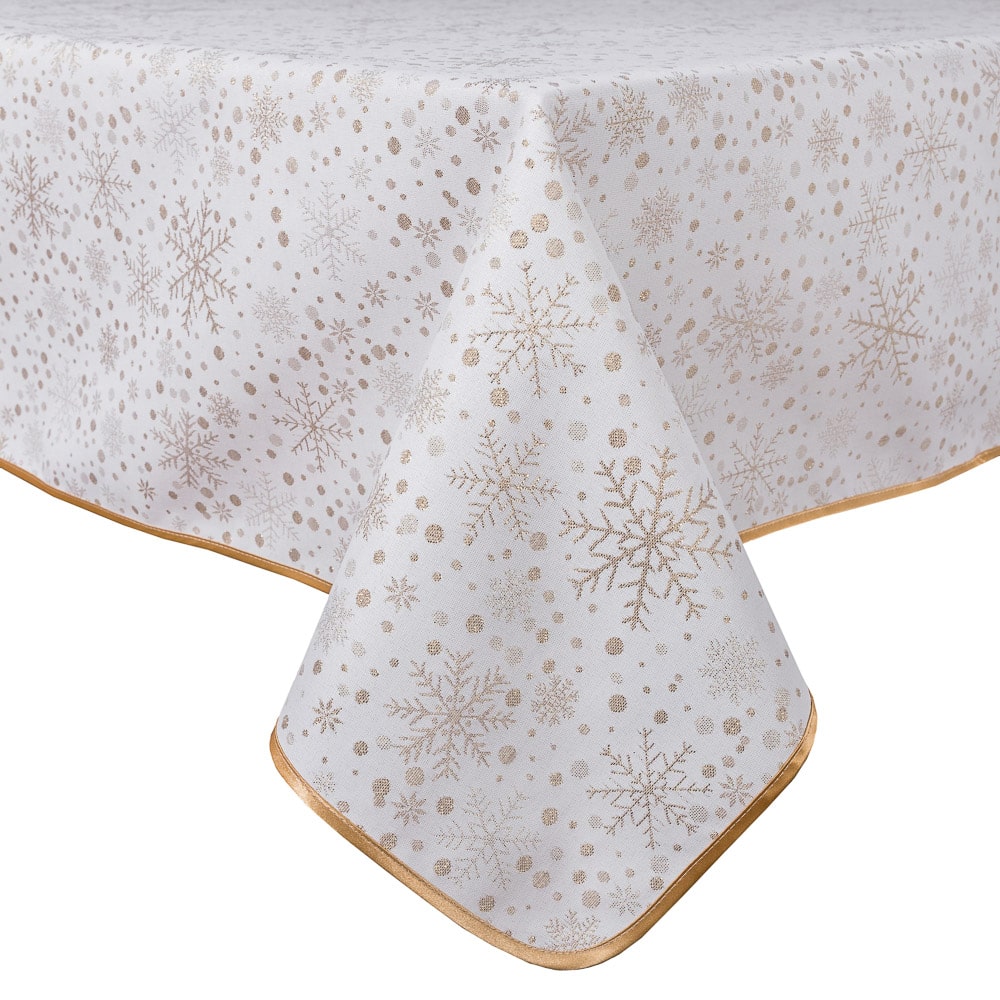 Buy Christmas Tablecloth Double-sided with Teflon coating "WINTER" (golden lurex) UK Textil4Family