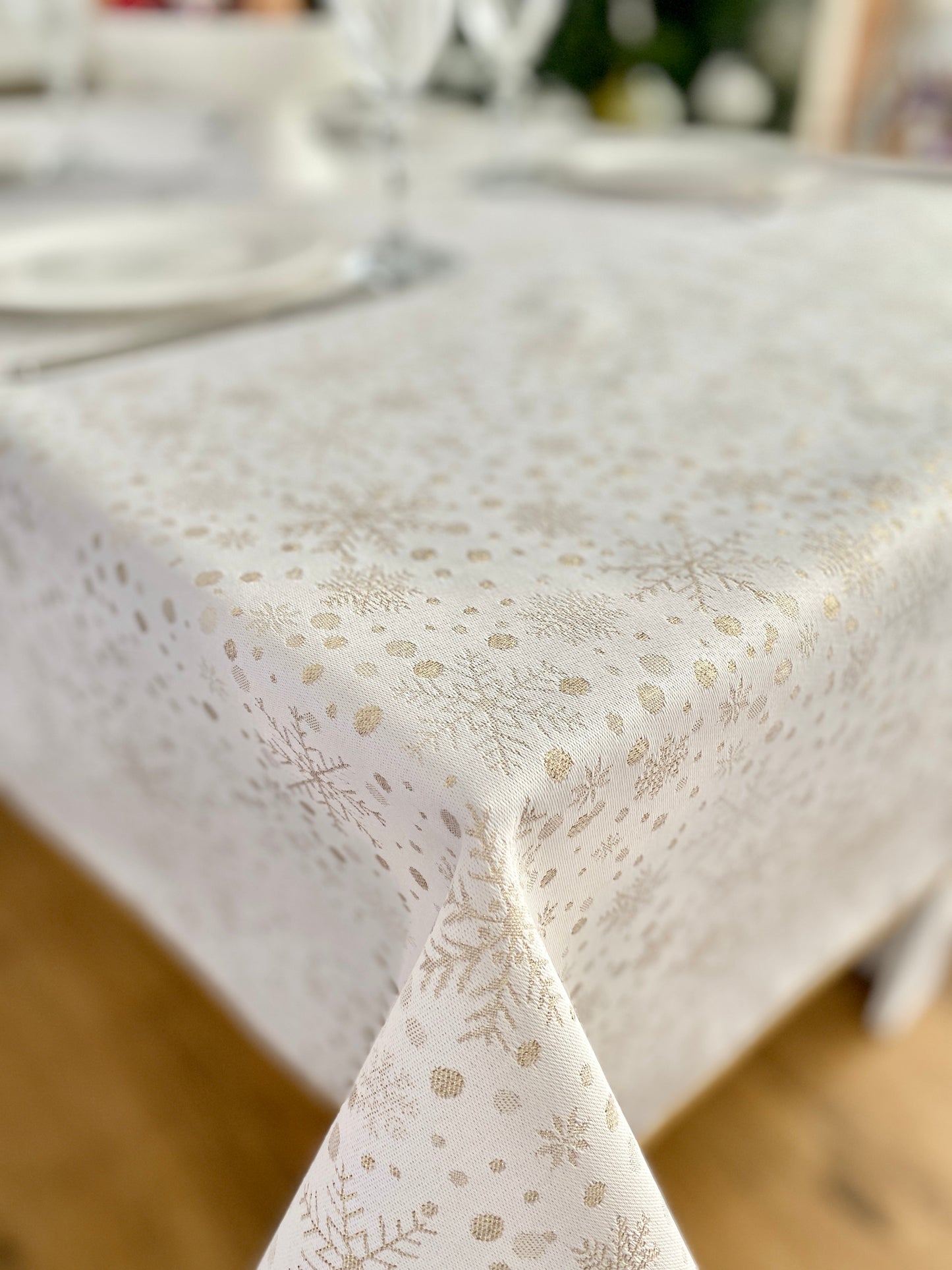 Buy Christmas Tablecloth Double-sided with Teflon coating "WINTER" (golden lurex) UK Textil4Family