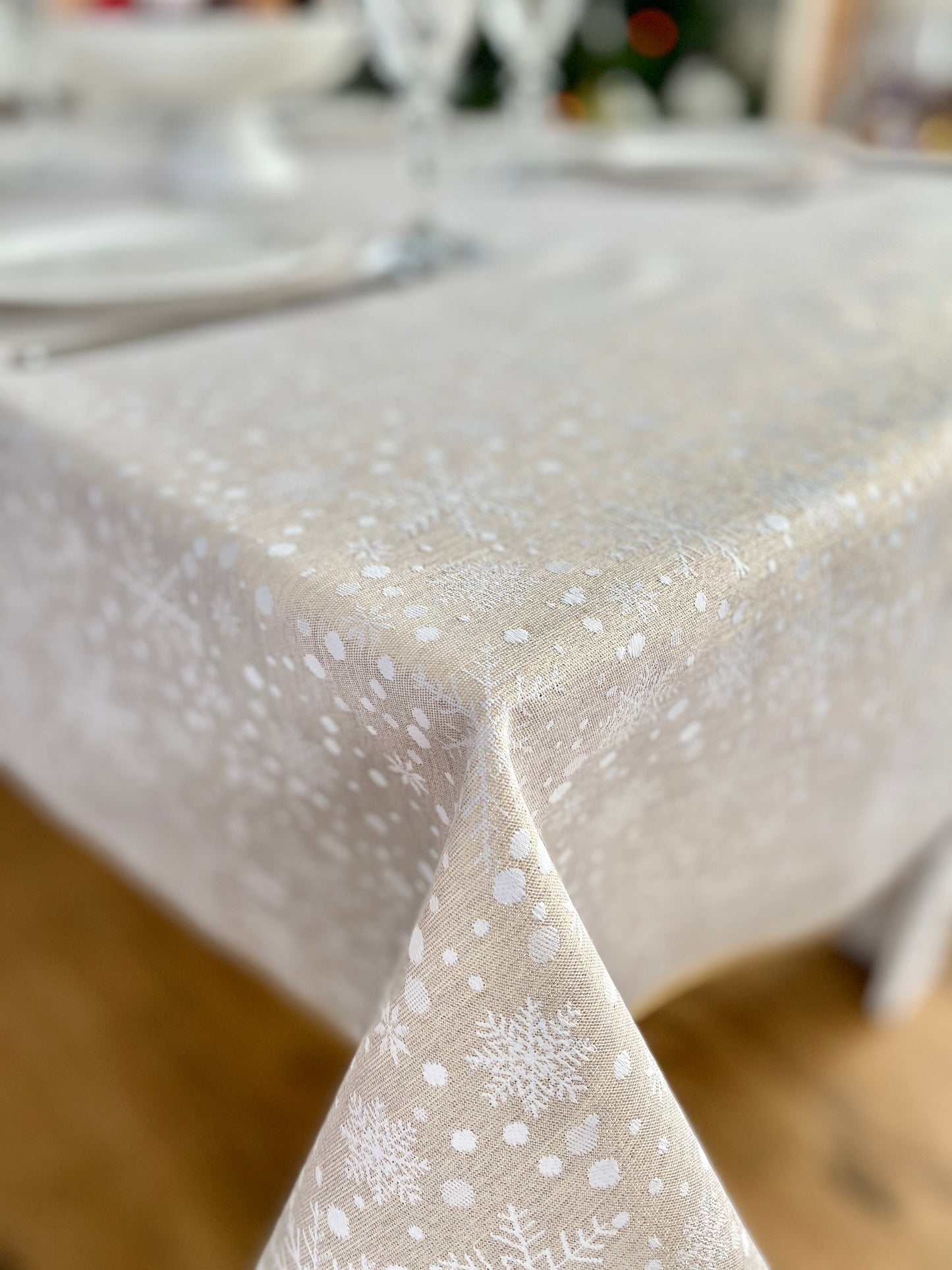 Buy Christmas Tablecloth Double-sided with Teflon coating "WINTER" (golden lurex) UK Textil4Family