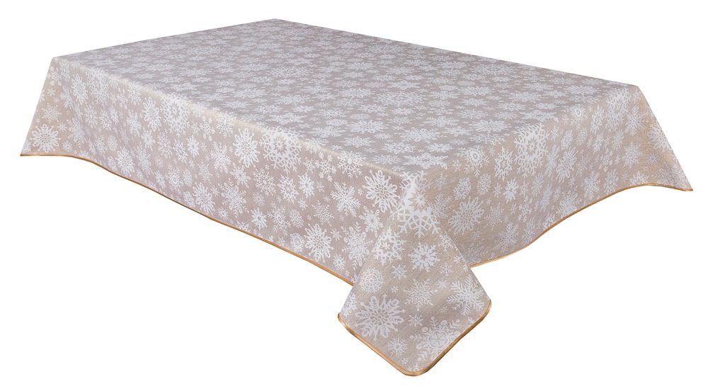 Buy Christmas Tablecloth Double-sided with Teflon coating "Snowfall" (golden lurex) UK Textil4Family