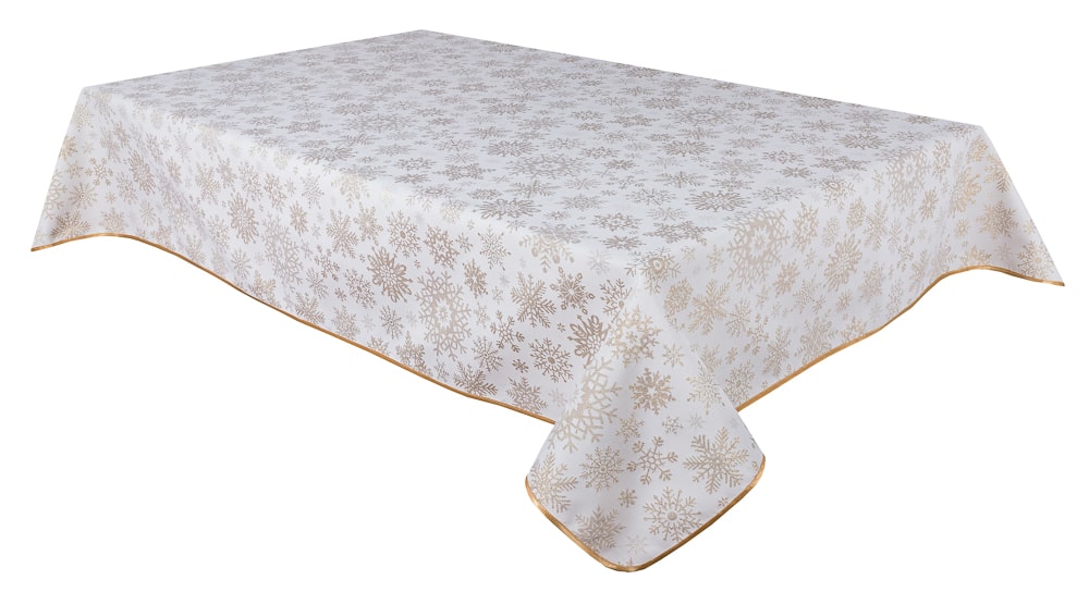 Buy Christmas Tablecloth Double-sided with Teflon coating "Snowfall" (golden lurex) UK Textil4Family