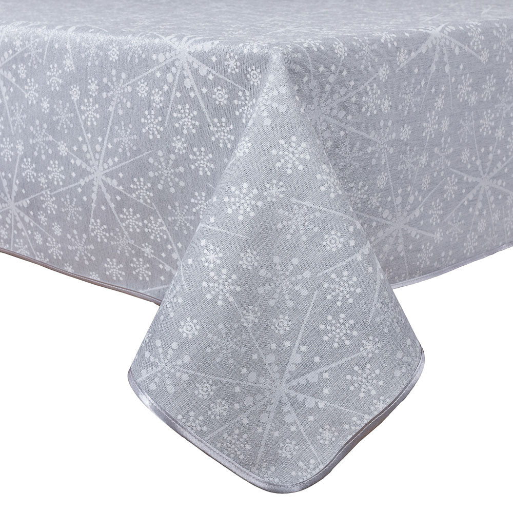 Buy Christmas Tablecloth Double-sided with Teflon coating "Snowflake" (silver lurex) UK Textil4Family