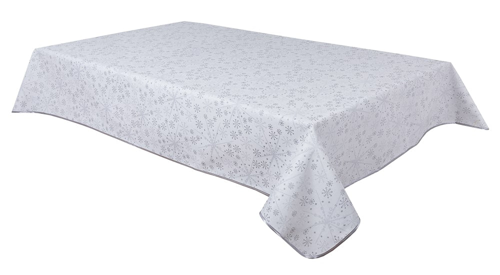 Buy Christmas Tablecloth Double-sided with Teflon coating "Snowflake" (silver lurex) UK Textil4Family