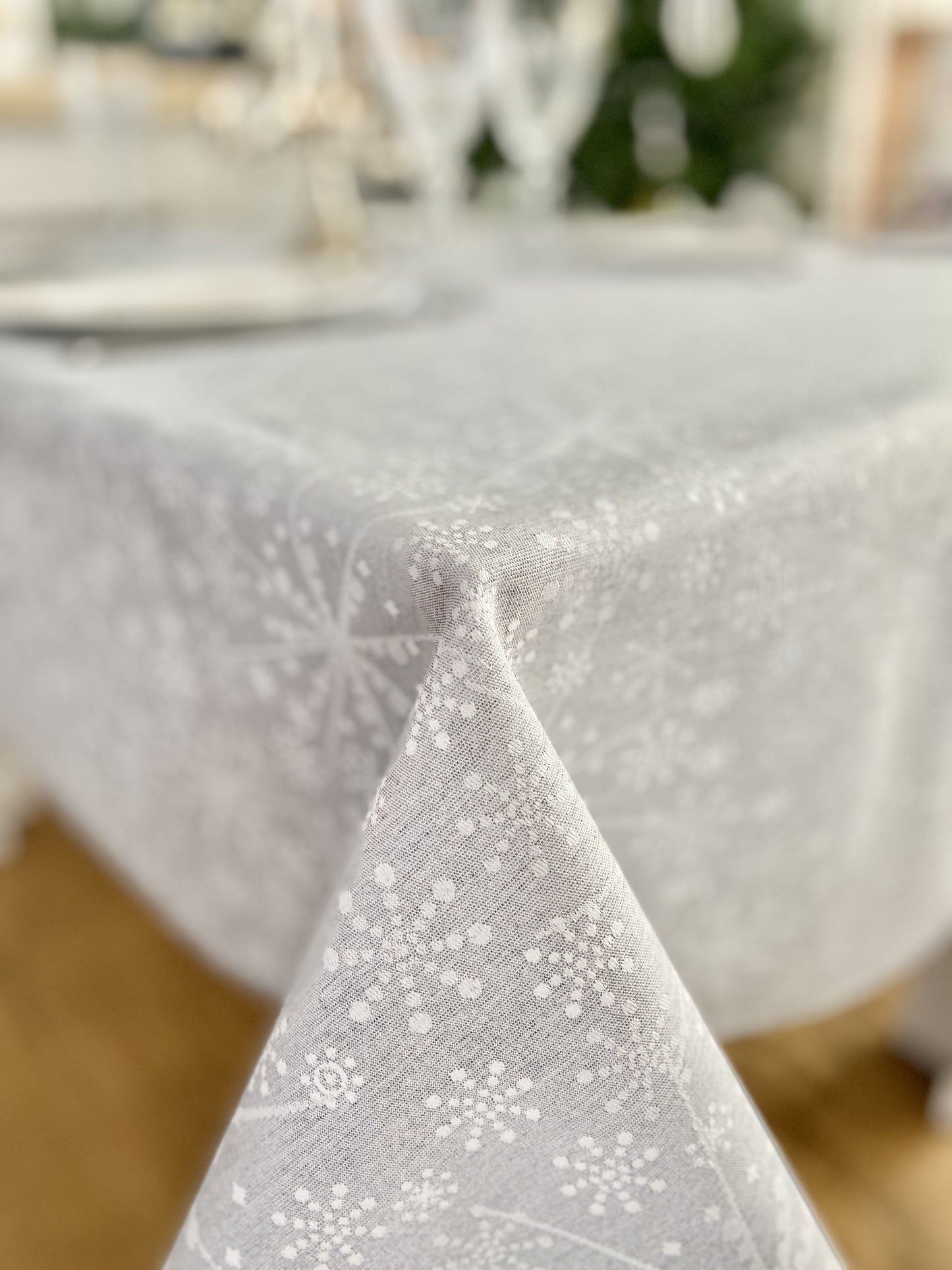Buy Christmas Tablecloth Double-sided with Teflon coating "Snowflake" (silver lurex) UK Textil4Family